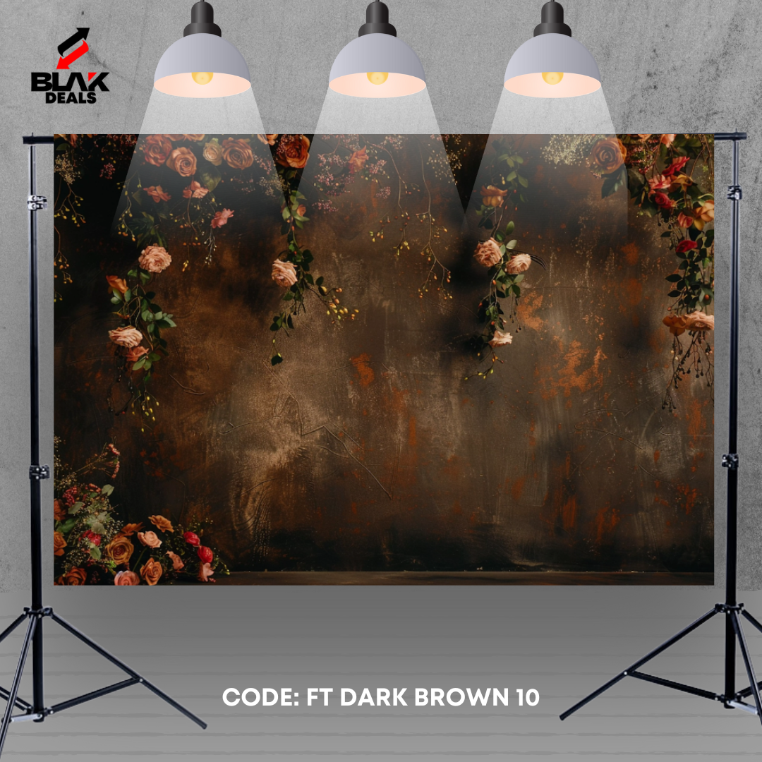 Brown Textured Floral Family Maternity Couple Portrait Photography Backdrop Photoshoot | BLAK Deals