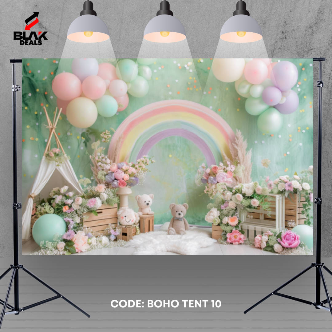 Boho Tent Balloons Kids Newborn Toddler Photography Backdrop Photoshoot | BLAK Deals