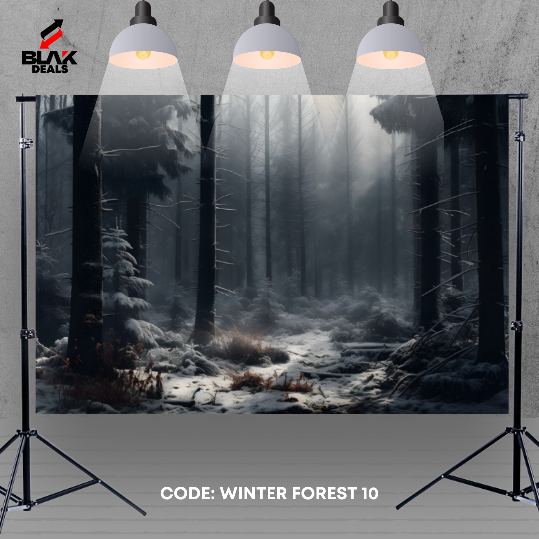 Winter Snow Forest Family Couple Christmas Photography Backdrop Photoshoot | BLAK Deals