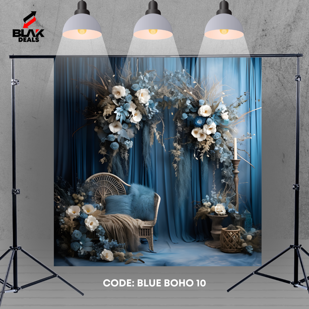 Wall Boho  Family Maternity Couple Blue Photography Backdrop Photoshoot | BLAK Deals