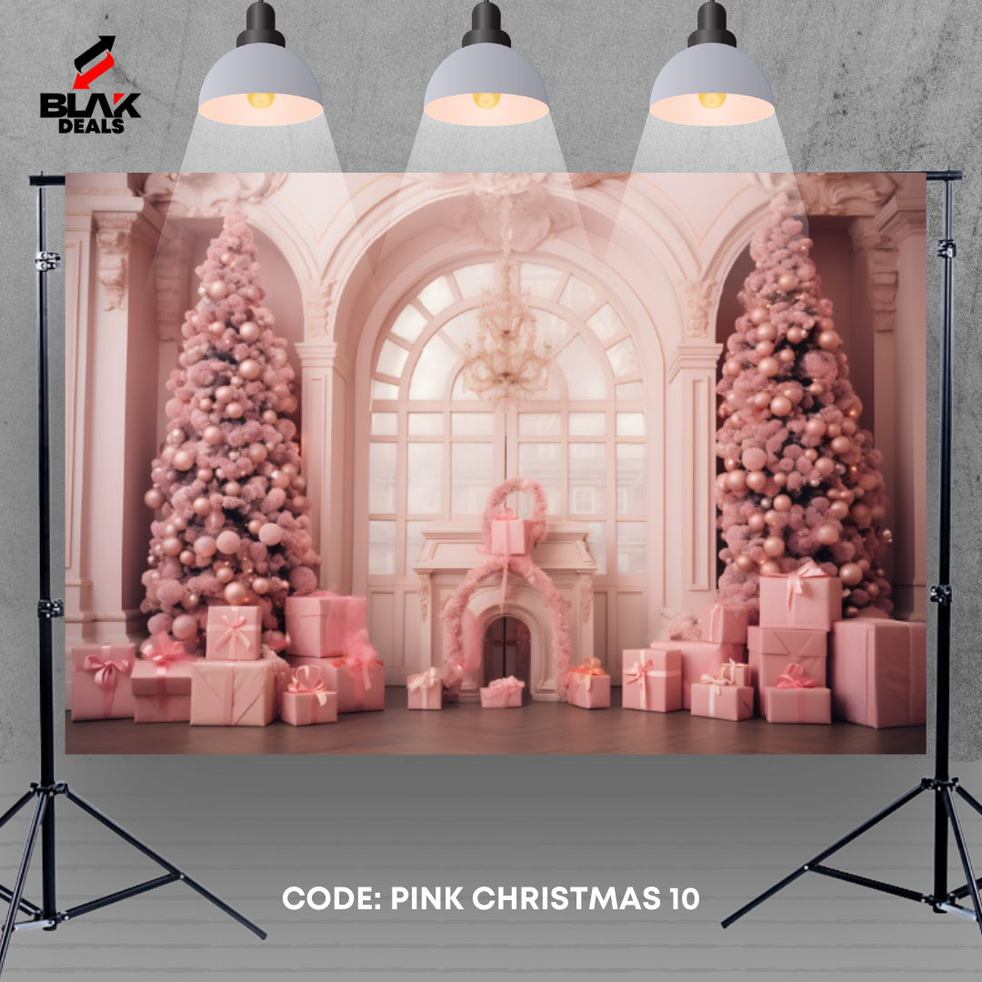 Pink Christmas Elegant Family Couple Photography Backdrop Photoshoot | BLAK Deals