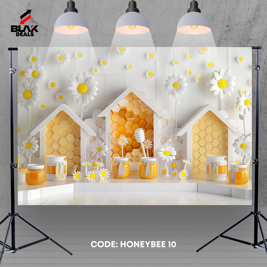 Honeybee Yellow Bees Kids Newborn Toddler Photography Backdrop Photoshoot | BLAK Deals