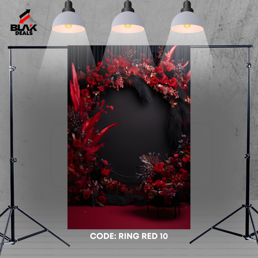 Ring Floral Family Maternity Couple Portrait Red Photography Backdrop Photoshoot | BLAK Deals