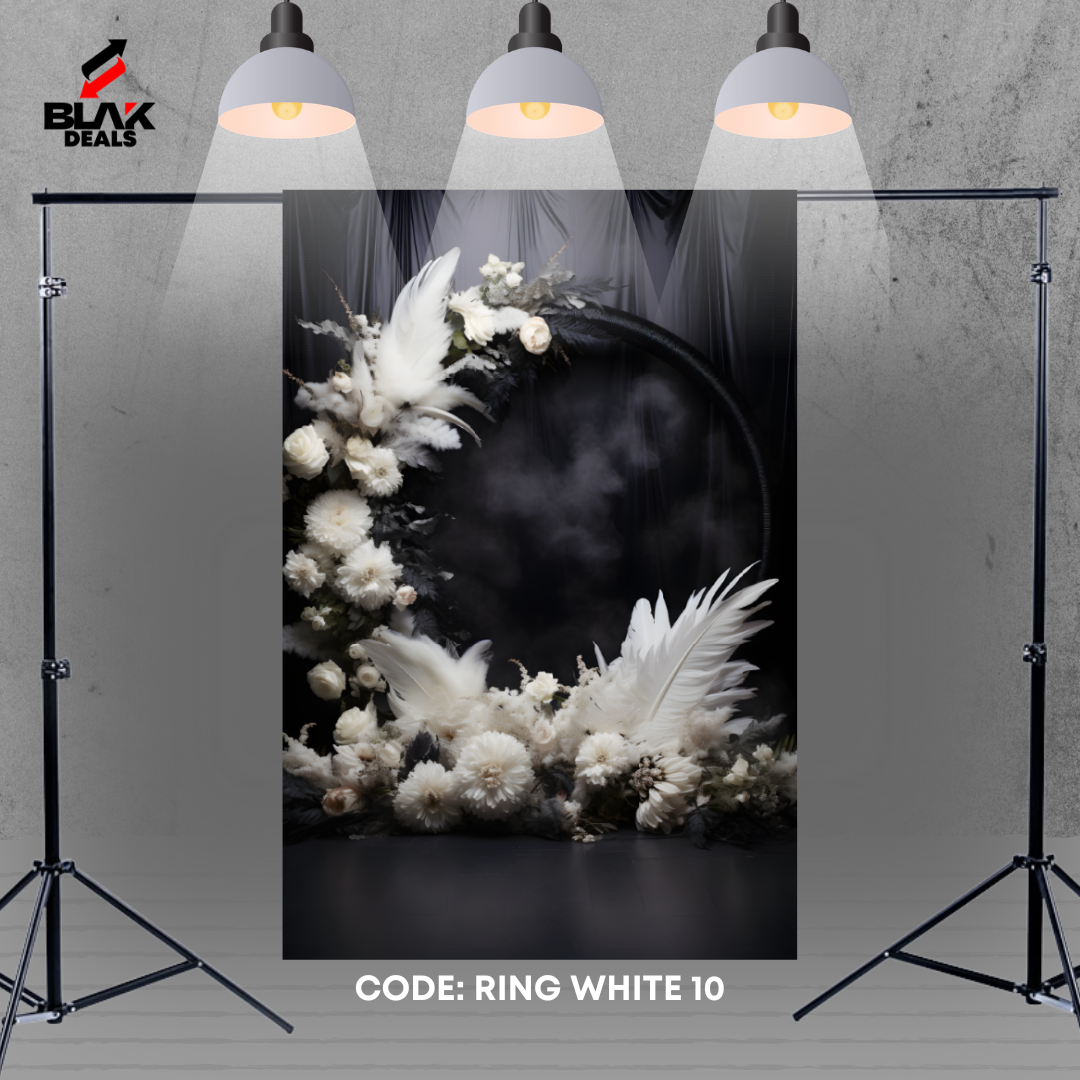 Ring Floral Family Maternity Couple Portrait White Photography Backdrop Photoshoot | BLAK Deals