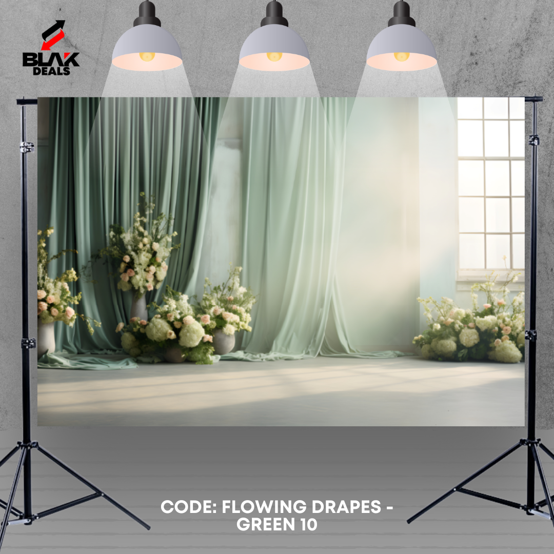 Green Flowing Drapes Family Couple Maternity  Green Photography Backdrop Photoshoot | BLAK Deals