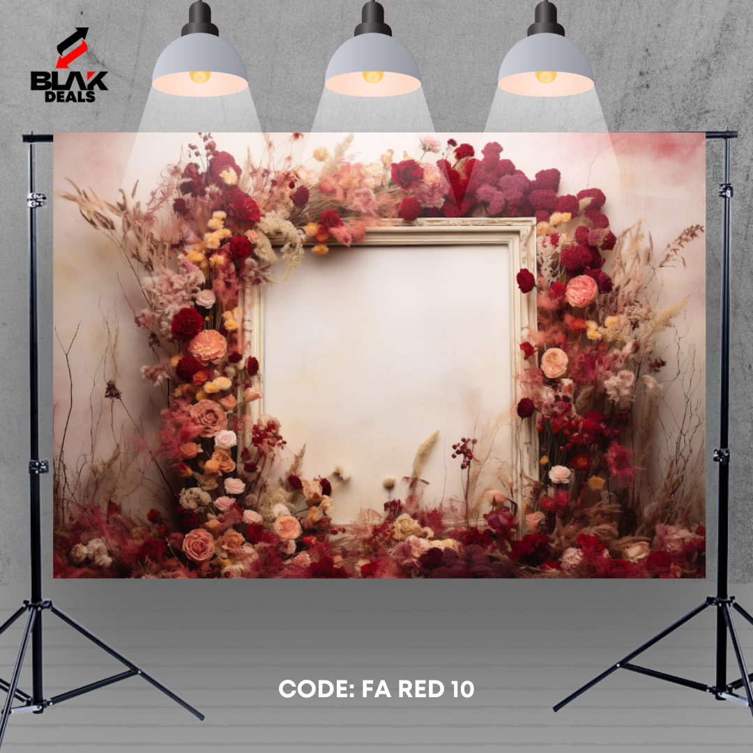 Red Floral Arc Family Maternity Couple Portrait Photography Backdrop Photoshoot | BLAK Deals