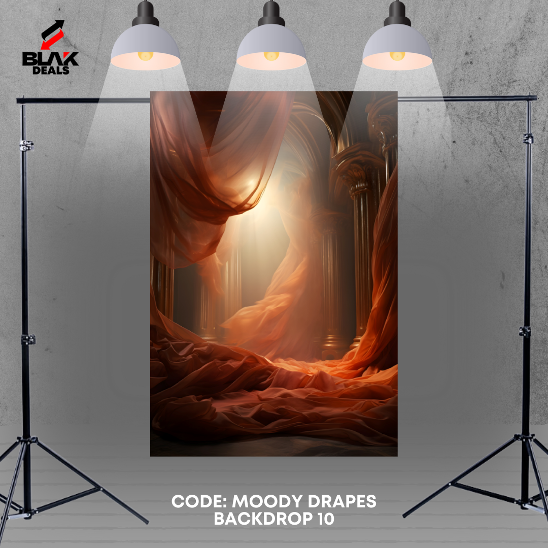 Orange Flowing Drapes Family Couple Maternity Red Orange Photography Backdrop Photoshoot | BLAK Deals