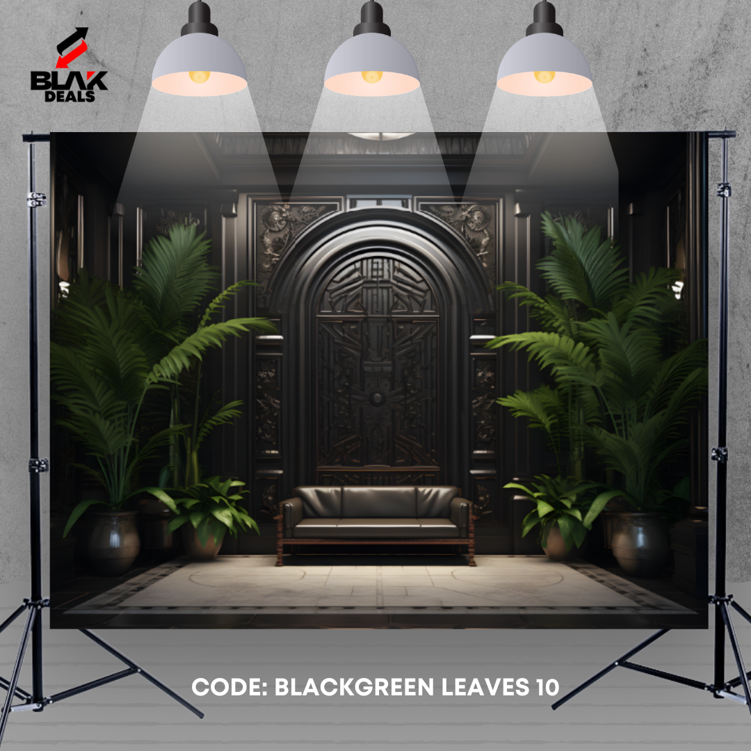 Black Green Leaves Arc Floral Family Maternity Couple Photography Backdrop Photoshoot | BLAK Deals