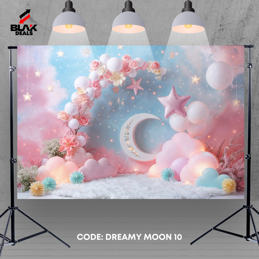 Dreamy Moon Stars Kids Newborn Toddler Photography Backdrop Photoshoot | BLAK Deals