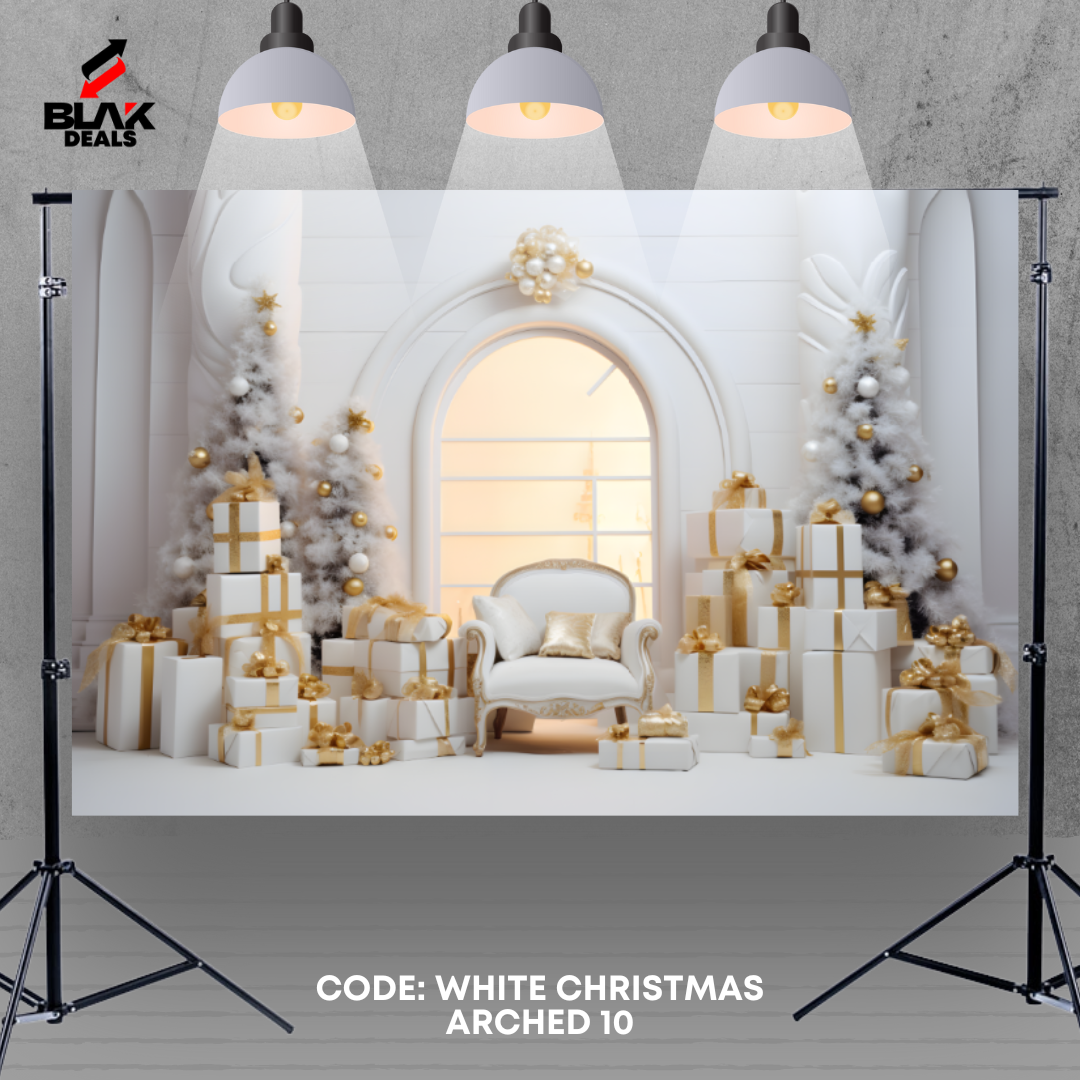 White Christmas Arc Elegant Family Couple Photography Backdrop Photoshoot | BLAK Deals