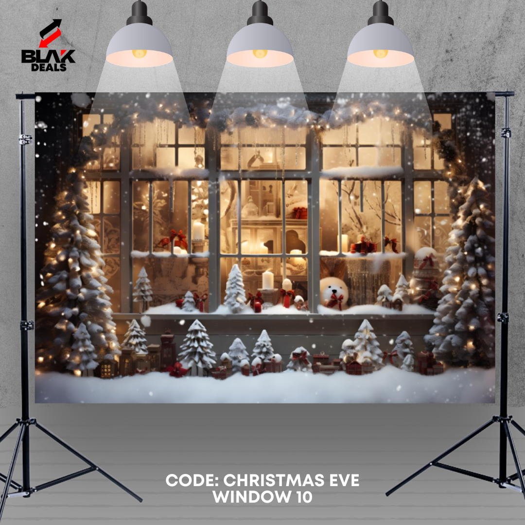 Christmas Eve Window Family Couple Photography Backdrop Photoshoot | BLAK Deals