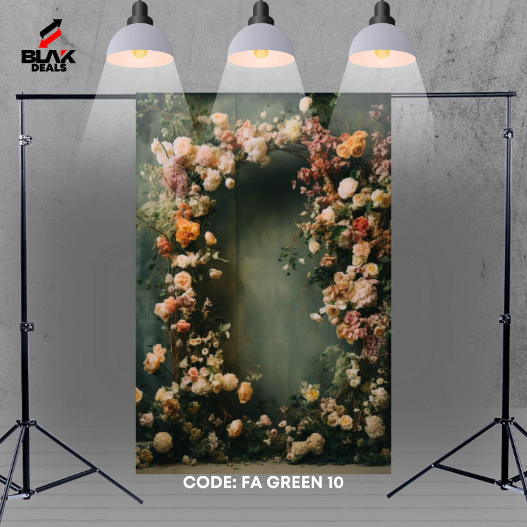 Green Floral Arc Family Maternity Couple Portrait Photography Backdrop Photoshoot | BLAK Deals