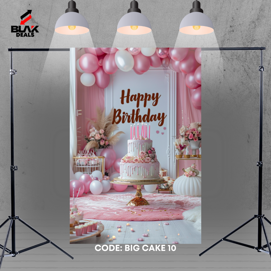 Big Cake Balloons Birthday Family Portrait Photography Backdrop Photoshoot | BLAK Deals