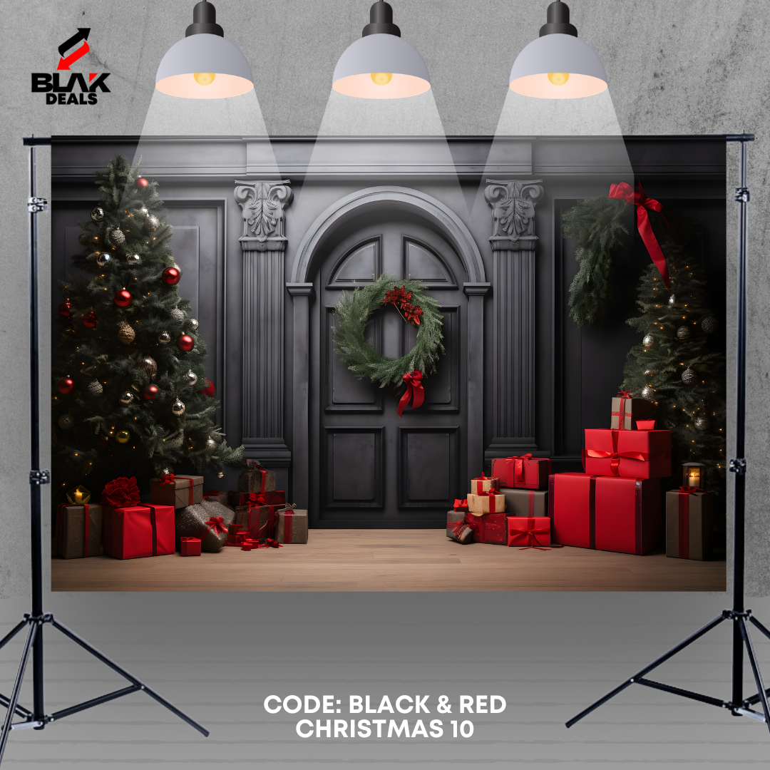 Black & Red Christmas Family Couple Photography Backdrop Photoshoot | BLAK Deals