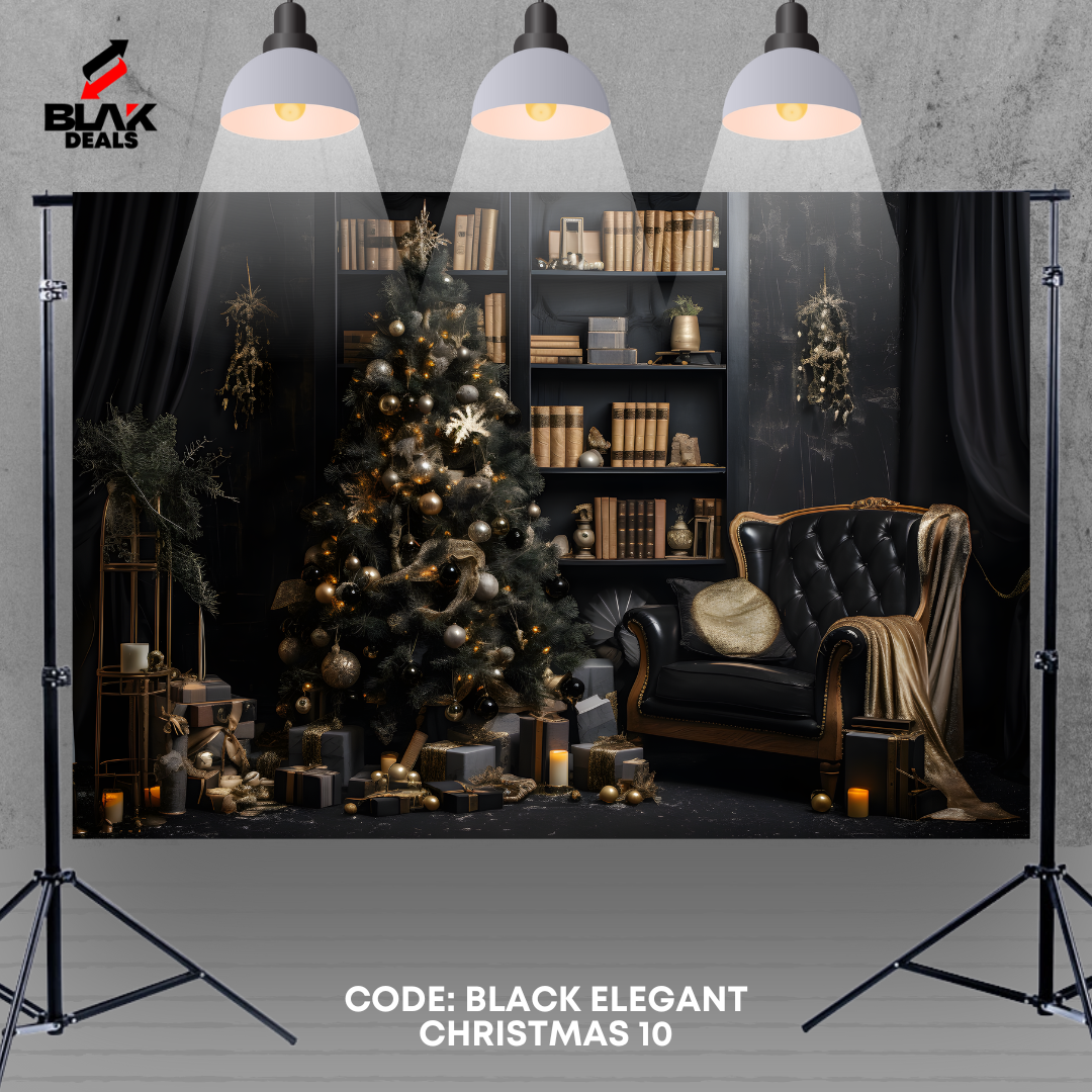Black Christmas Elegant Family Couple Photography Backdrop Photoshoot | BLAK Deals