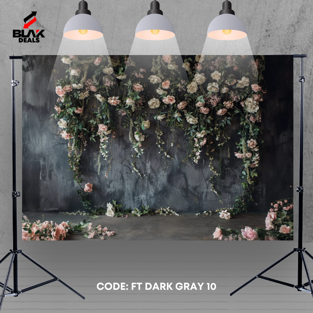 Gray Textured Floral Family Maternity Couple Portrait Photography Backdrop Photoshoot | BLAK Deals