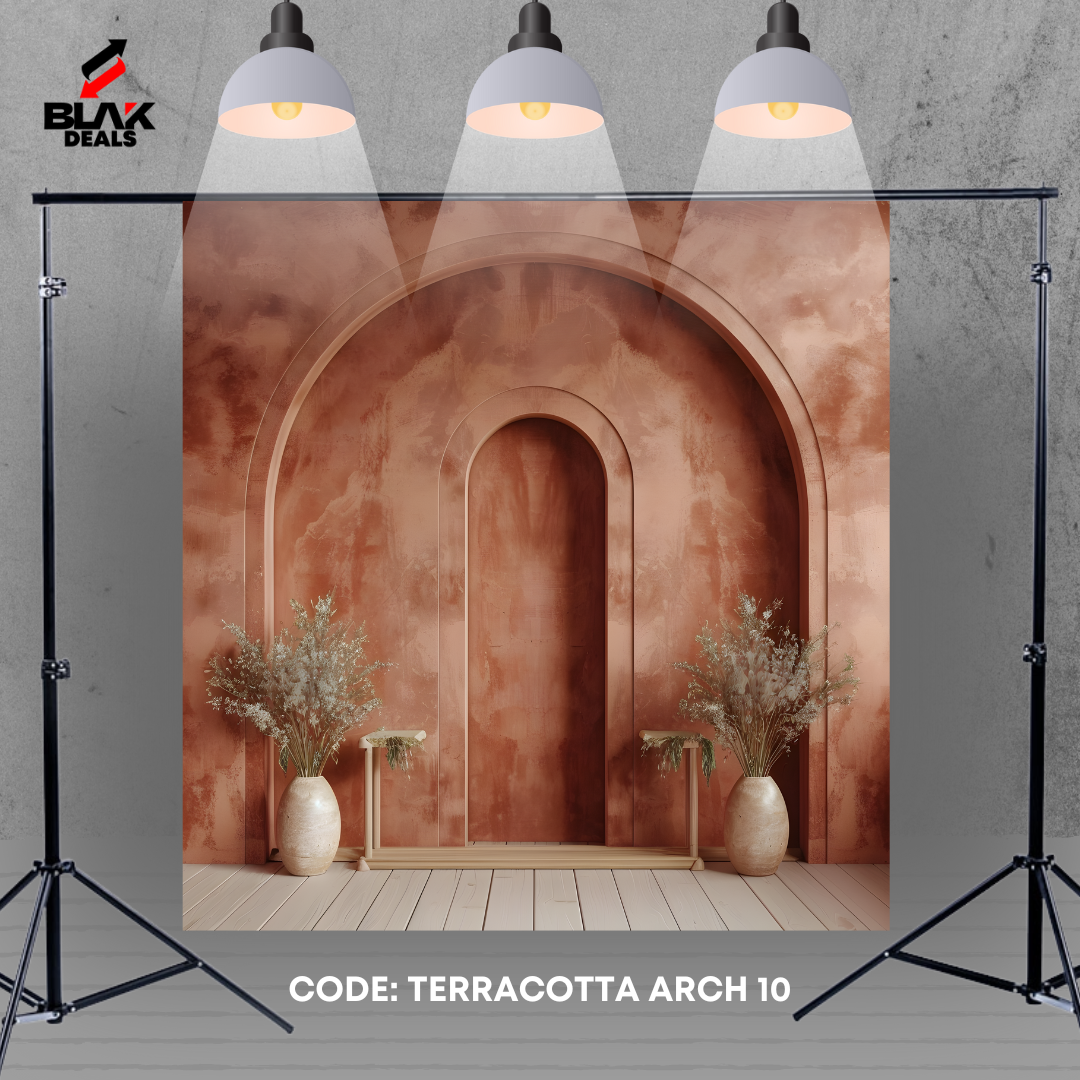 Terracotta Vintage Arc Family Maternity Minimal Brown Photography Backdrop Photoshoot | BLAK Deals