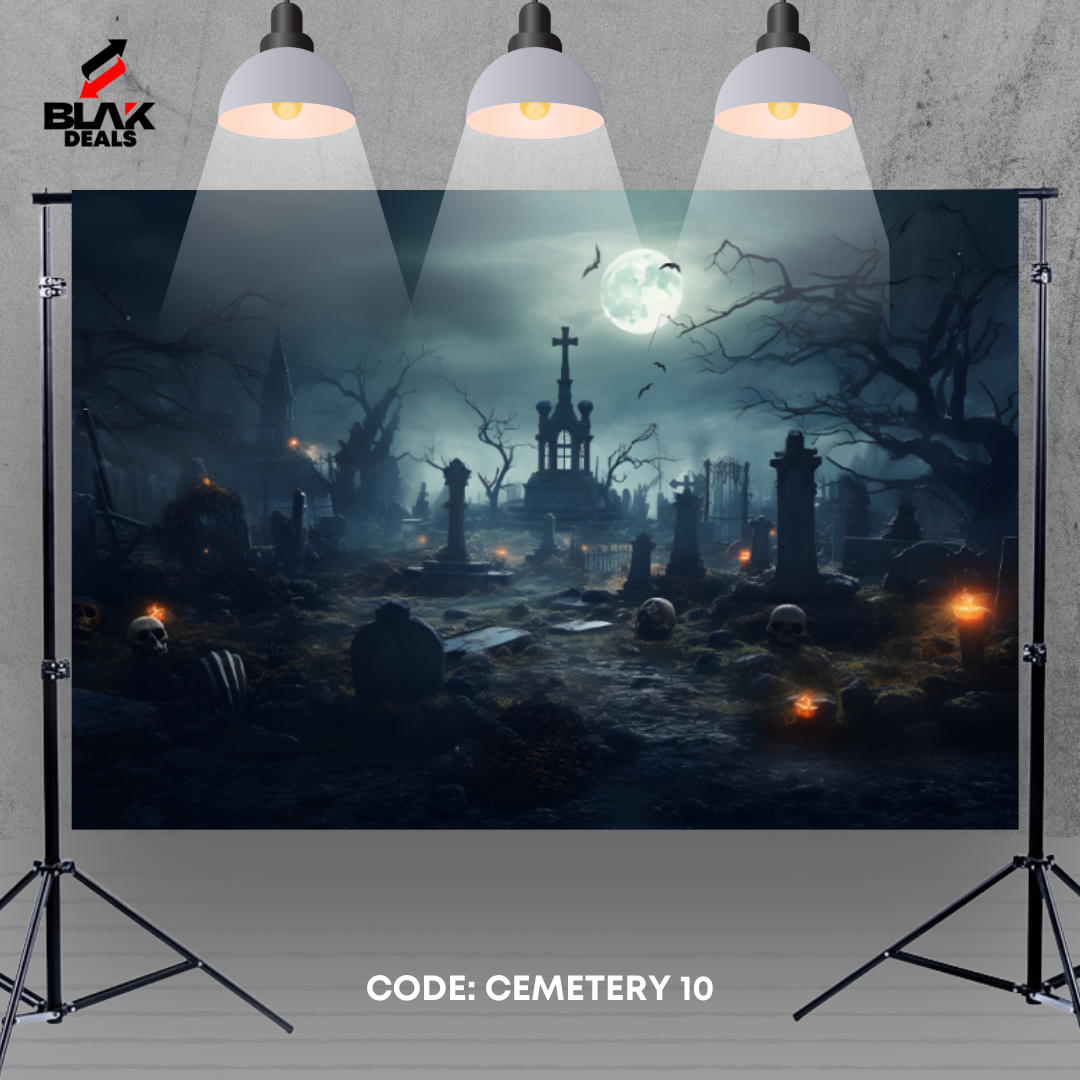 Cemetery Halloween Photography Backdrop Photoshoot | BLAK Deals
