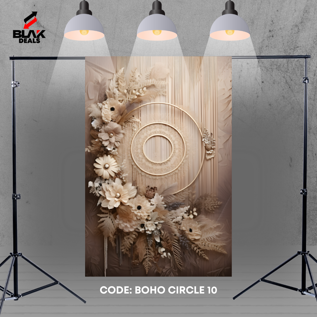 Circle Frame Boho Family Maternity Couple Beige Photography Backdrop Photoshoot | BLAK Deals