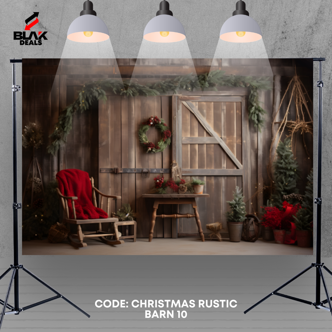Christmas Rustic Barn Family Couple Photography Backdrop Photoshoot | BLAK Deals