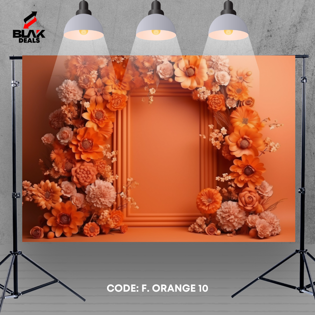 Orange Floral Arc Family Maternity Couple Portrait Photography Backdrop Photoshoot | BLAK Deals