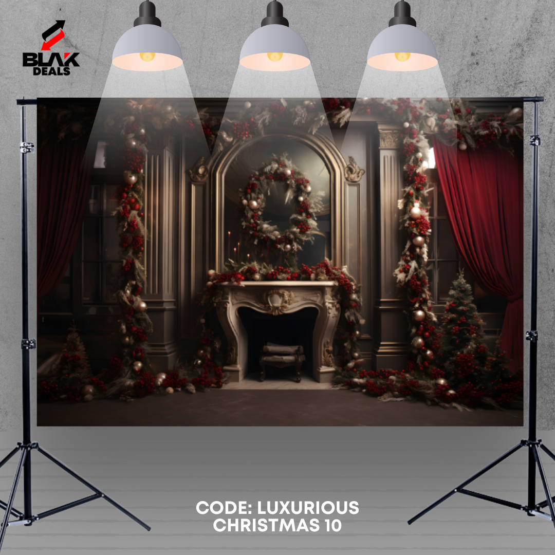 Luxurious Christmas Elegant Family Couple Photography Backdrop Photoshoot | BLAK Deals