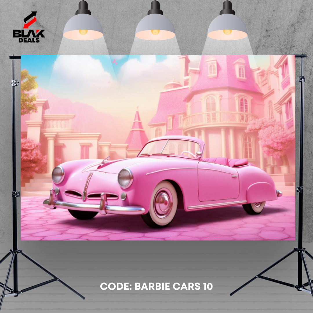 Barbie Pink Cars Kids Newborn Toddler Portrait Photography Backdrop Photoshoot | BLAK Deals