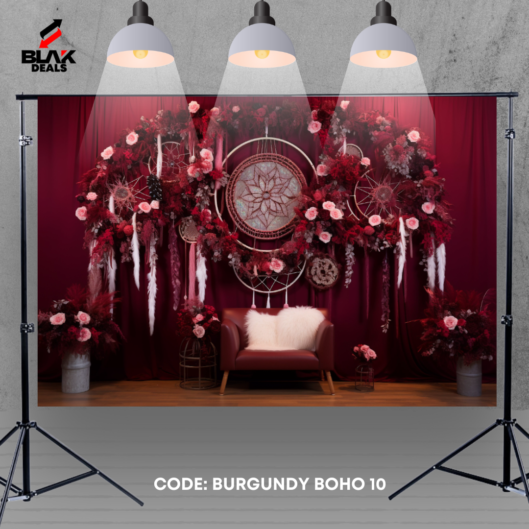 Burgundy Boho Maternity Family Couple Photography Backdrop Photoshoot | BLAK Deals