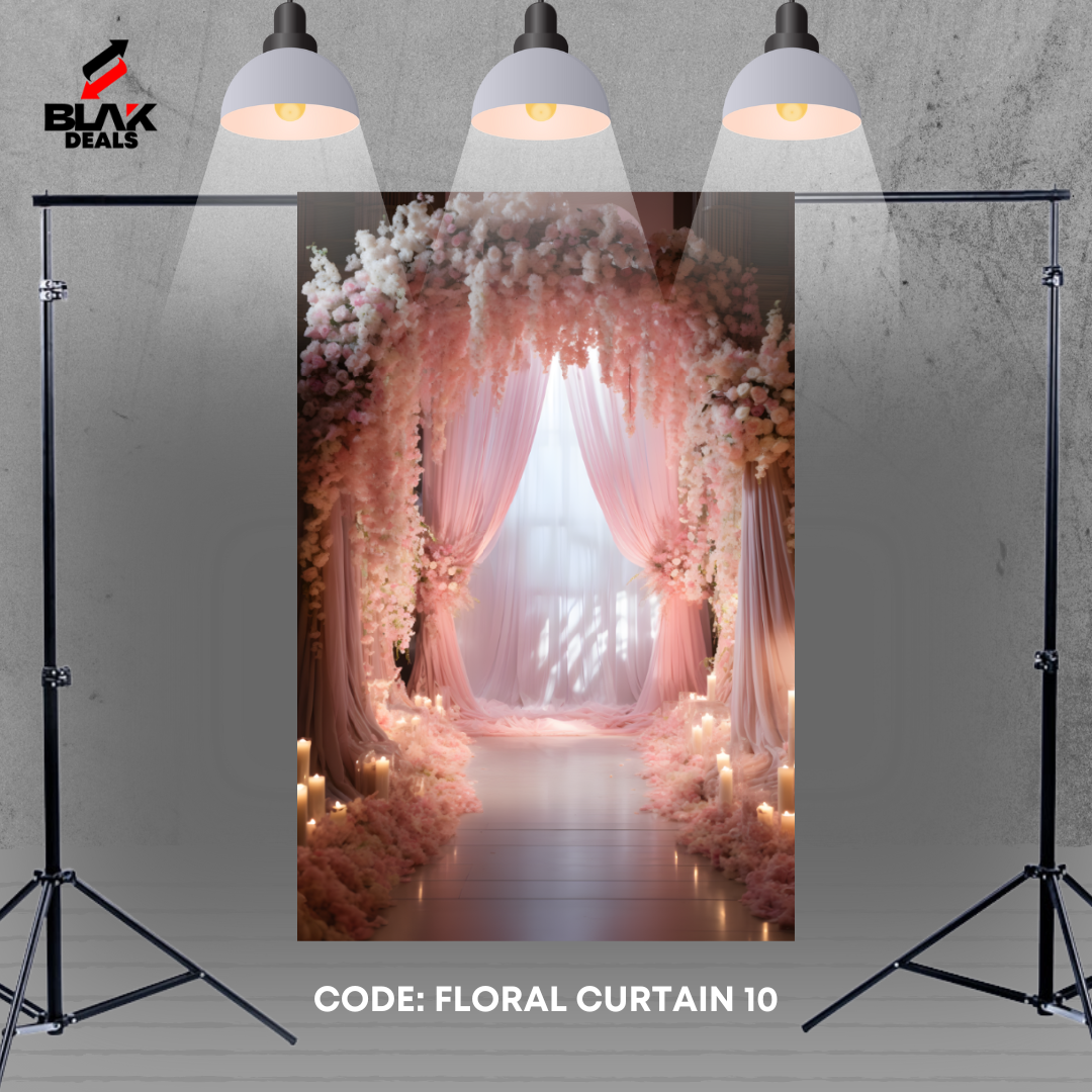 Floral Curtain Family Maternity Couple Wedding Pink Photography Backdrop Photoshoot | BLAK Deals