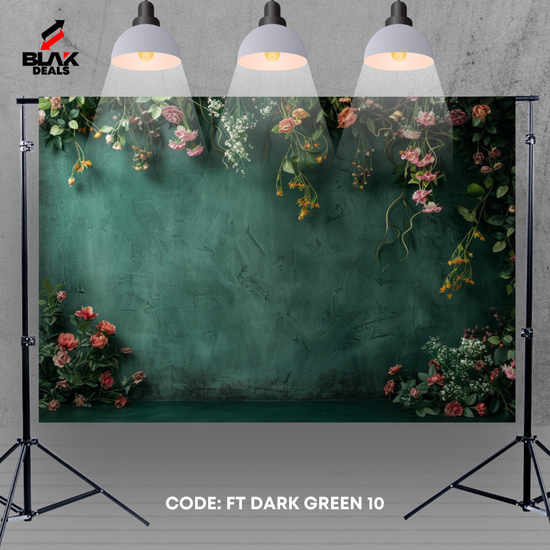 Green Textured Floral Family Maternity Couple Portrait Photography Backdrop Photoshoot | BLAK Deals