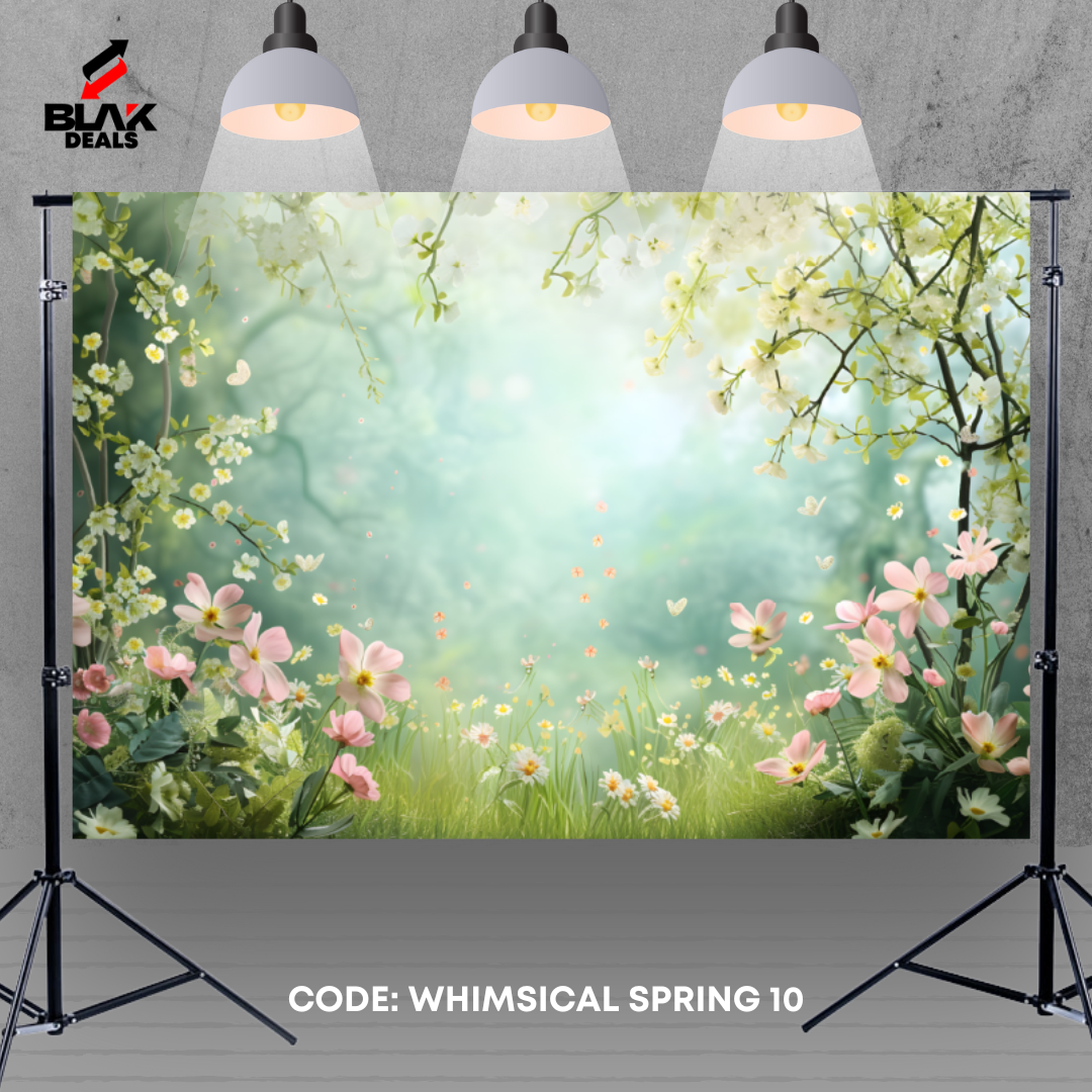 Garden Whimiscal Floral Family Maternity Couple Spring Photography Backdrop Photoshoot | BLAK Deals