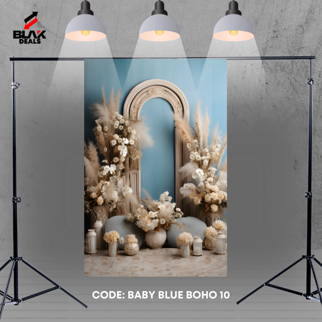 Boho Room Family Maternity Couple Baby Blue  Photography Backdrop Photoshoot | BLAK Deals