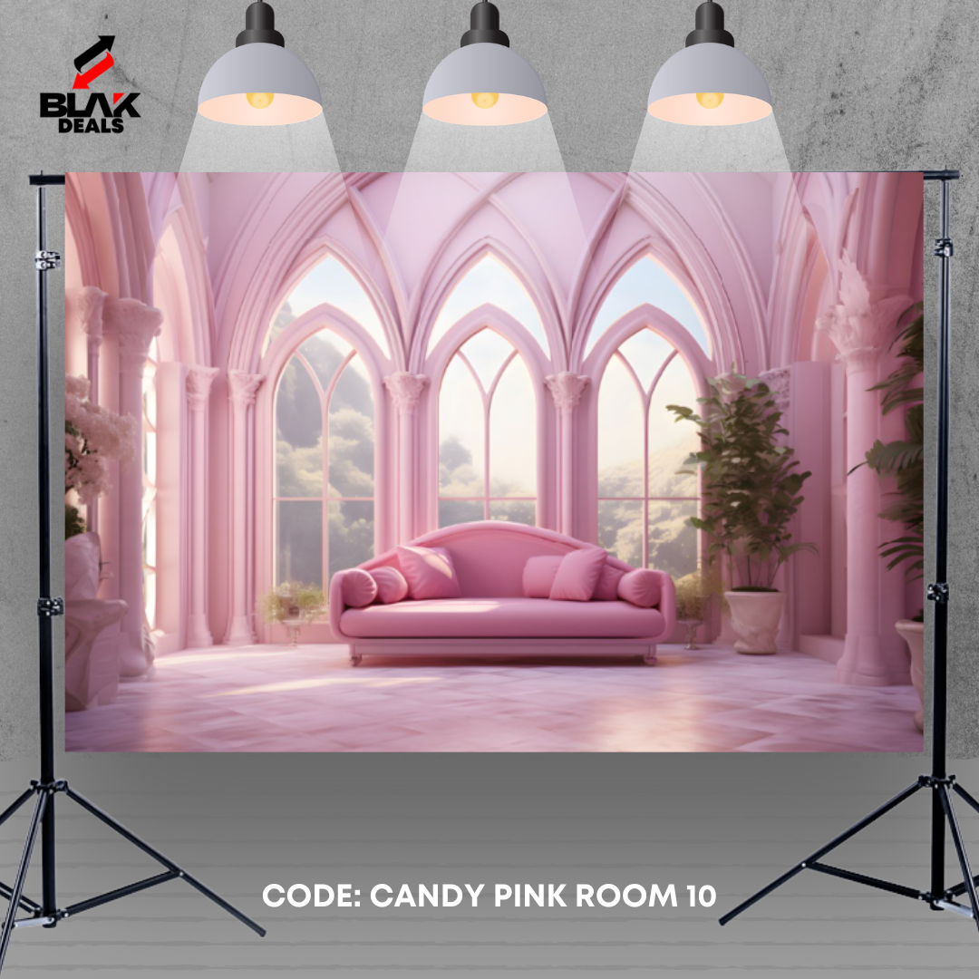 Candy Pink Floral Room Marble Family Maternity Couple Photography Backdrop Photoshoot | BLAK Deals