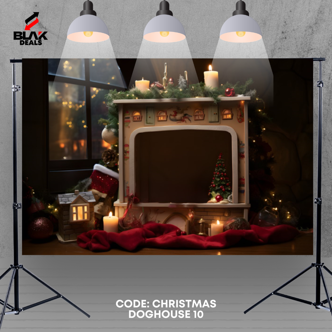 Christmas Dog House Family Couple Photography Backdrop Photoshoot | BLAK Deals
