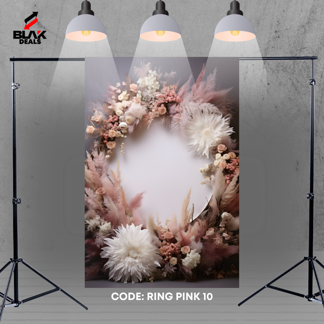 Ring Floral Family Maternity Couple Portrait Pink Photography Backdrop Photoshoot | BLAK Deals