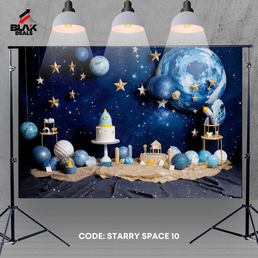 Astronaut Space Stars Rocket Kids Newborn Toddler Photography Backdrop Photoshoot | BLAK Deals