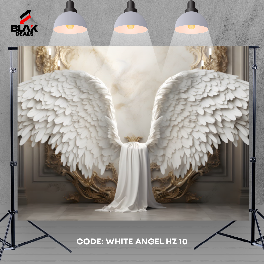 White Angel Heaven Wings Maternity Portrait Photography Backdrop Photoshoot | BLAK Deals