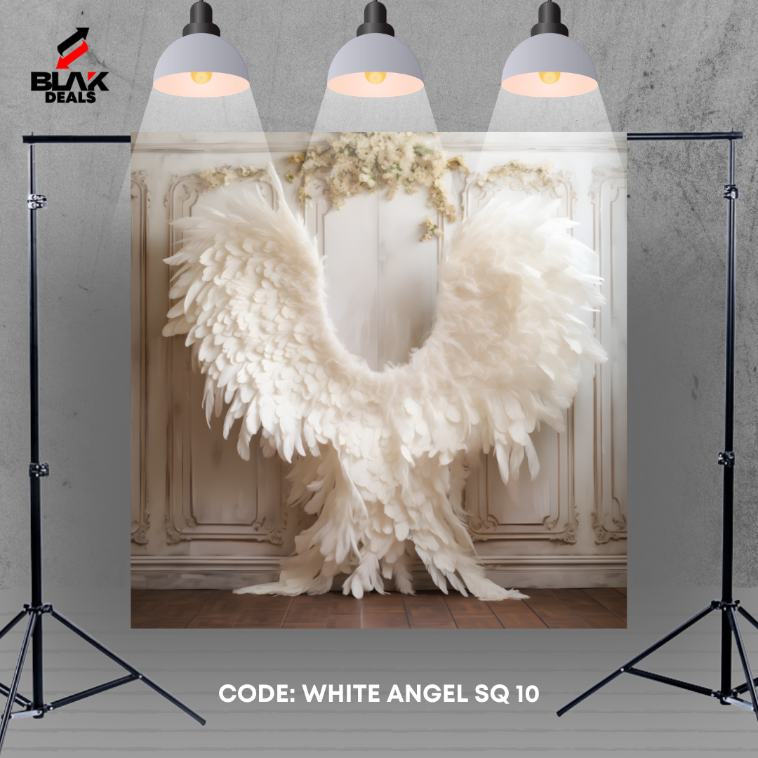 White Angel Heaven Wings Maternity Portrait Photography Backdrop Photoshoot | BLAK Deals
