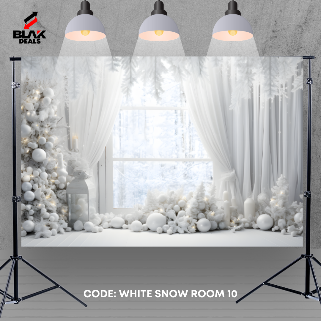 White Snow Room Family Couple Christmas Photography Backdrop Photoshoot | BLAK Deals