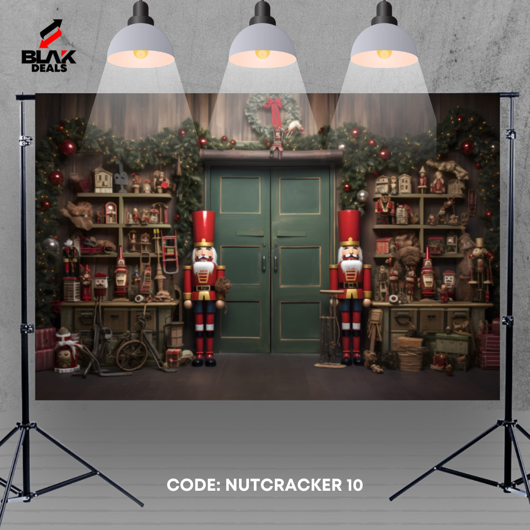 Nutcracker Family Couple Christmas Photography Backdrop Photoshoot | BLAK Deals