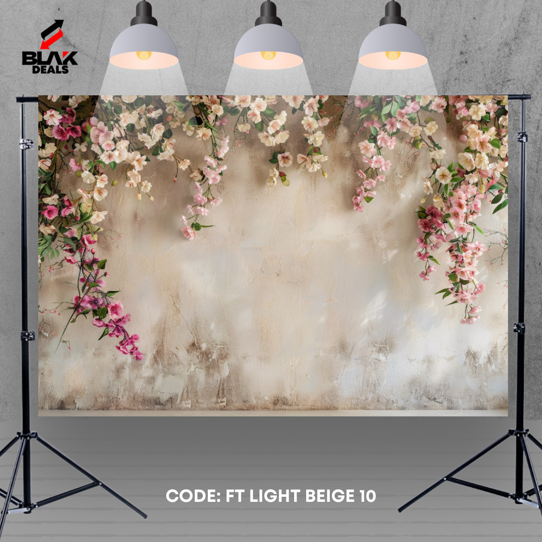 Beige Textured Floral Family Maternity Couple Portrait Photography Backdrop Photoshoot | BLAK Deals