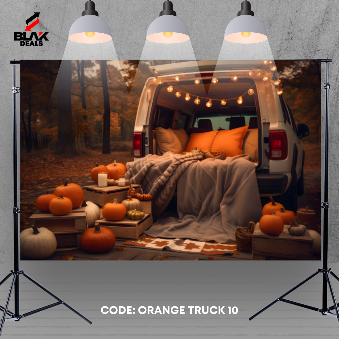 Orange Truck Pumpkin Family Maternity Couple Fall Photography Backdrop Photoshoot | BLAK Deals