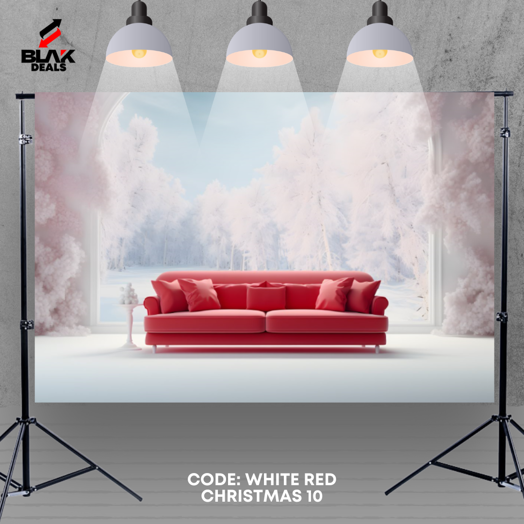 White Red Christmas Elegant Family Couple Photography Backdrop Photoshoot | BLAK Deals