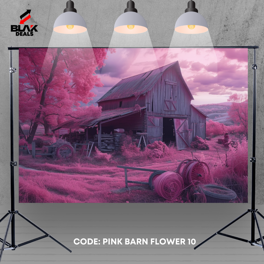 Pink Barn Floral Family Maternity Couple Portrait Photography Backdrop Photoshoot | BLAK Deals