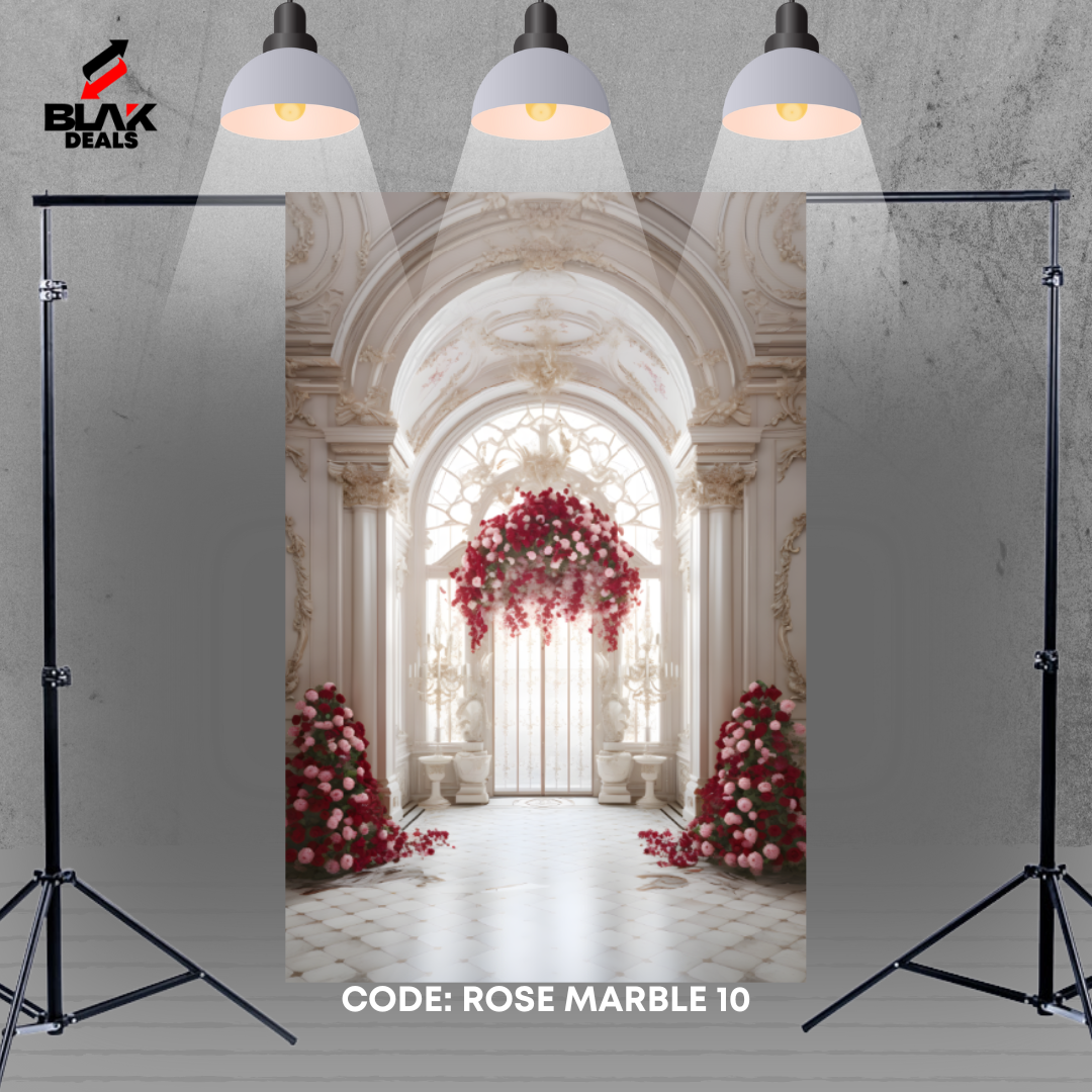 Roses Floral Arc Room Marble Family Maternity Couple Photography Backdrop Photoshoot | BLAK Deals