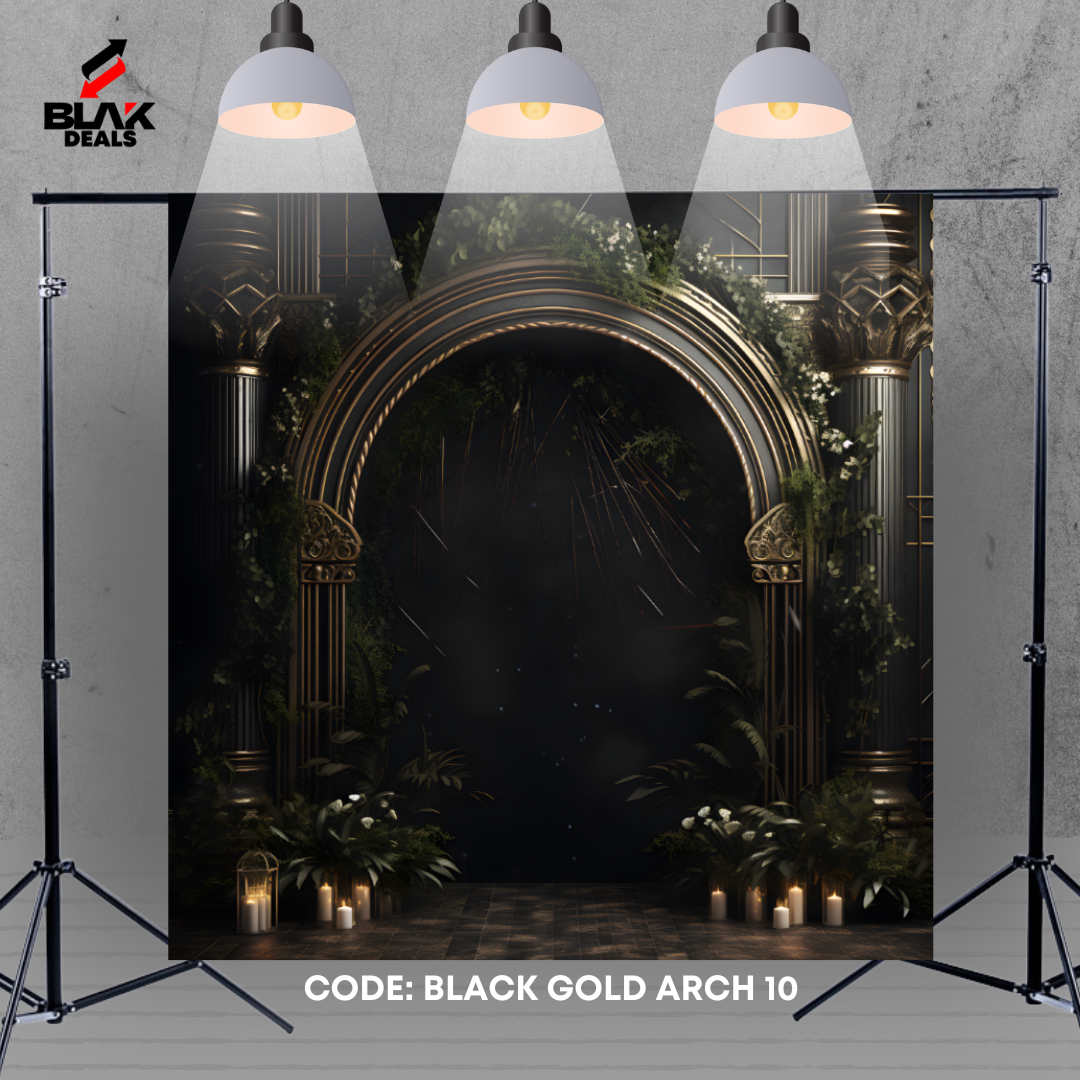 Black & Gold Minimalist Arc Family Maternity Minimal Photography Backdrop Photoshoot | BLAK Deals