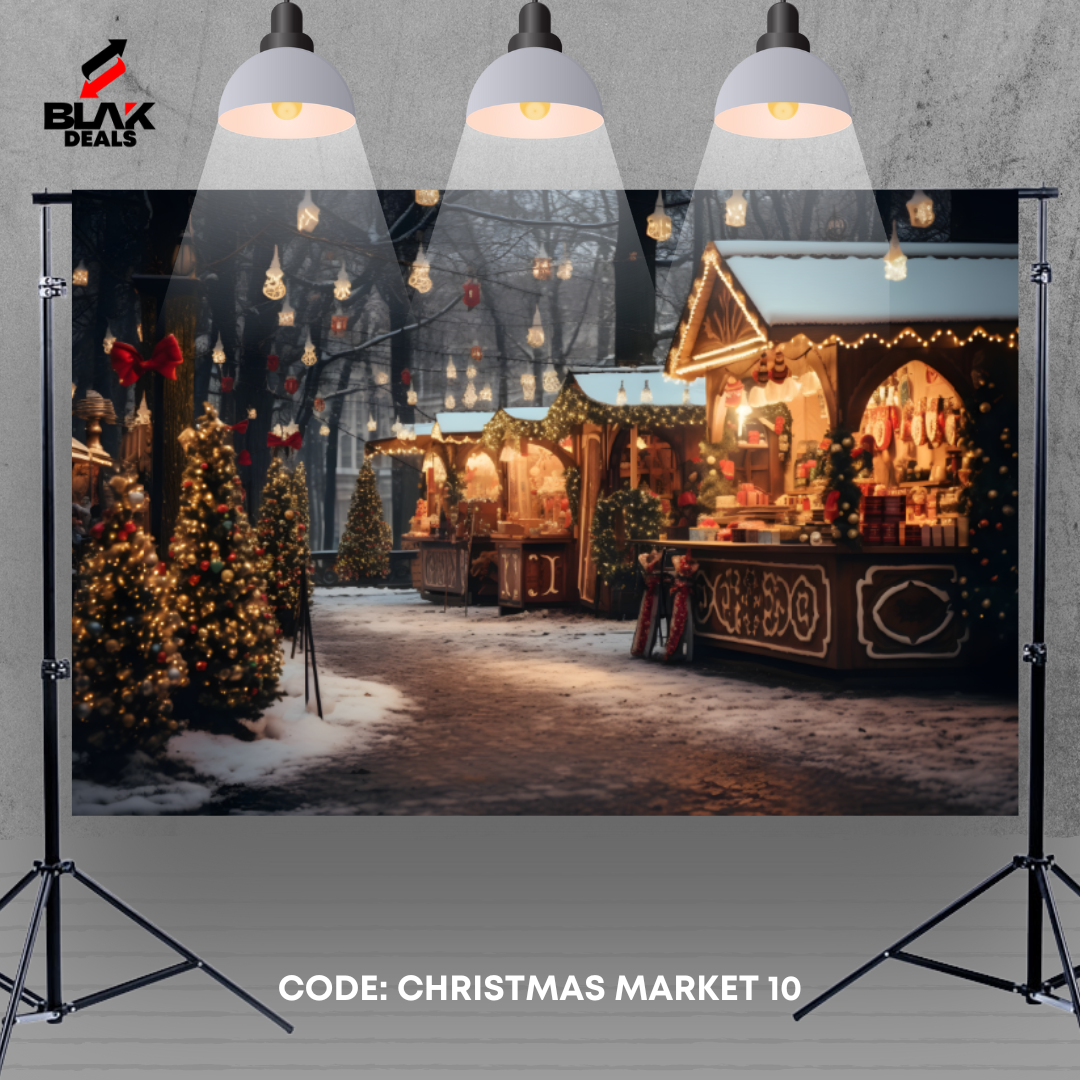 Christmas Market Town Family Couple Photography Backdrop Photoshoot | BLAK Deals