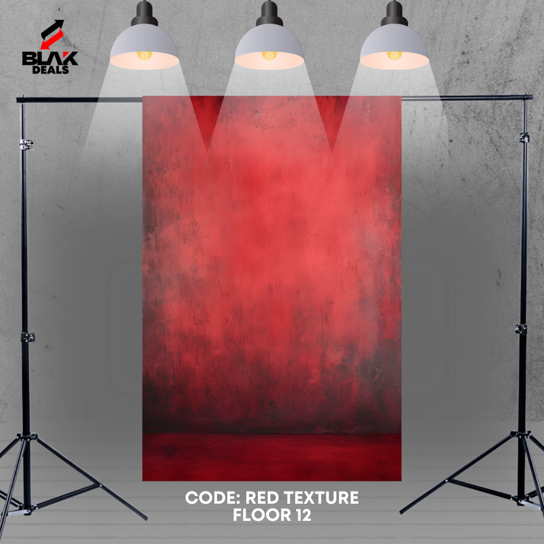 Red w/ Floor Texture Family Couple Portrait Maternity Photography Backdrop Photoshoot | BLAK Deals