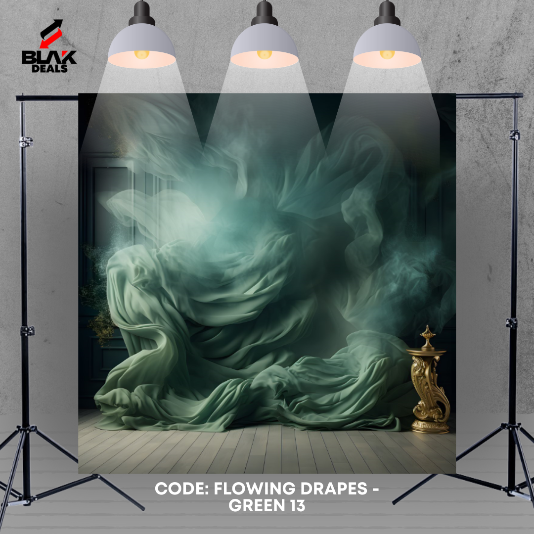 Green Flowing Drapes Family Couple Maternity  Green Photography Backdrop Photoshoot | BLAK Deals