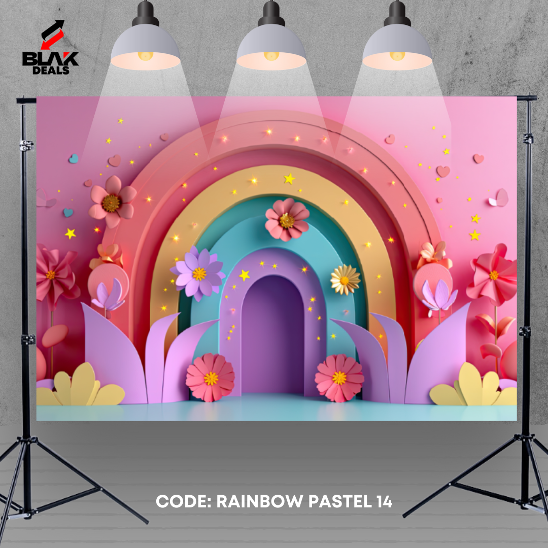 Rainbow Pastel Kids Toddler Newborn Photography Backdrop Photoshoot | BLAK Deals